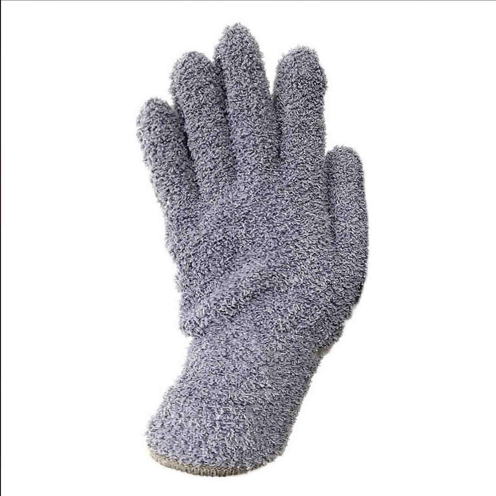 Microfiber Dusting Gloves Comfortable Coral Fleece Gloves for Window Blinds