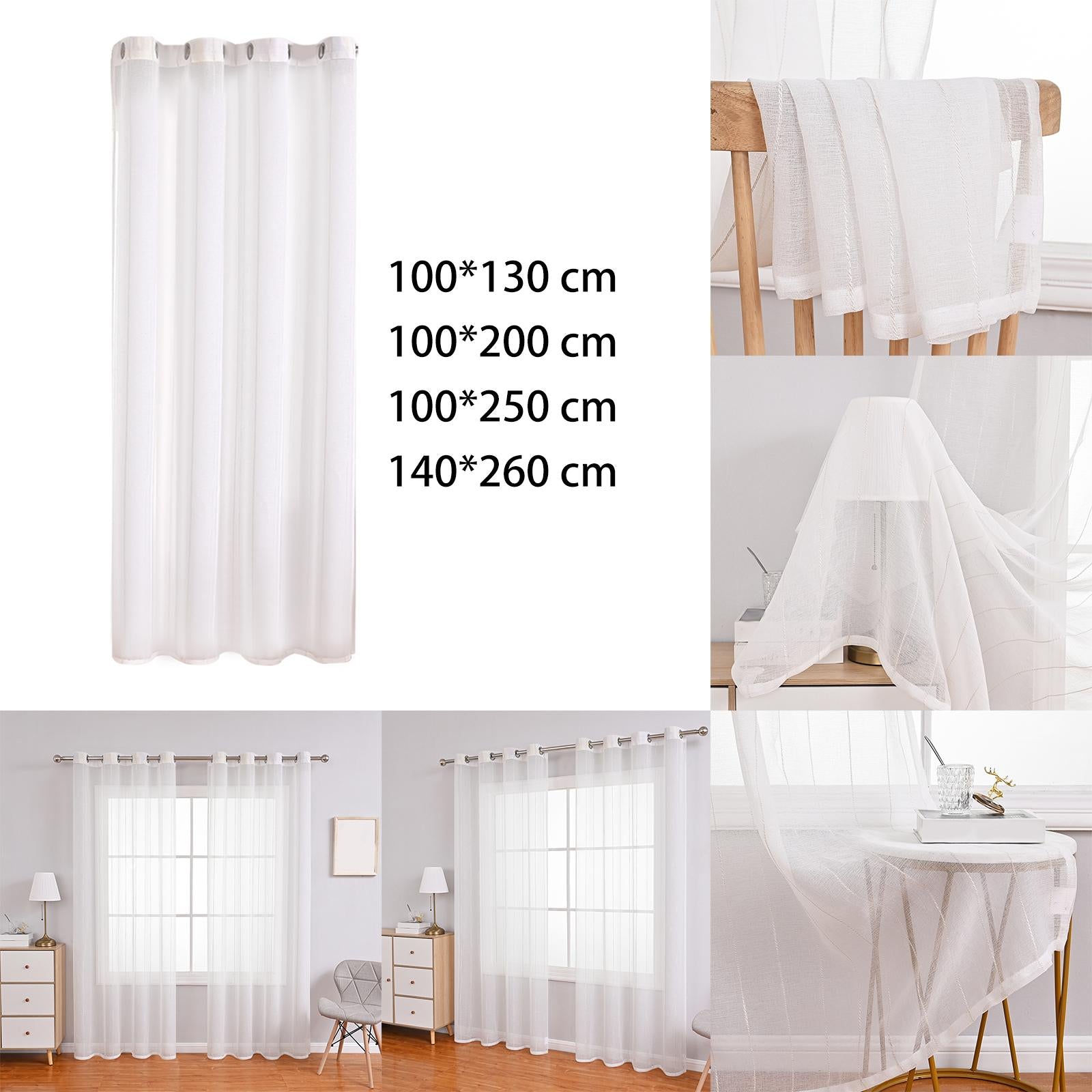 Modern Voile Window Curtain Tulle Curtain Drapes for Study 100cmx130cm