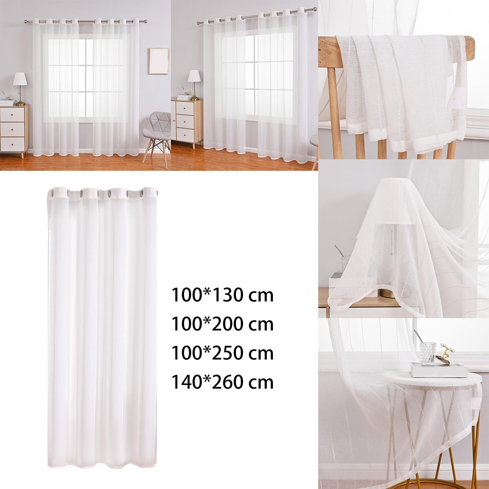 Modern Voile Window Curtain Tulle Curtain Drapes for Study 100cmx130cm