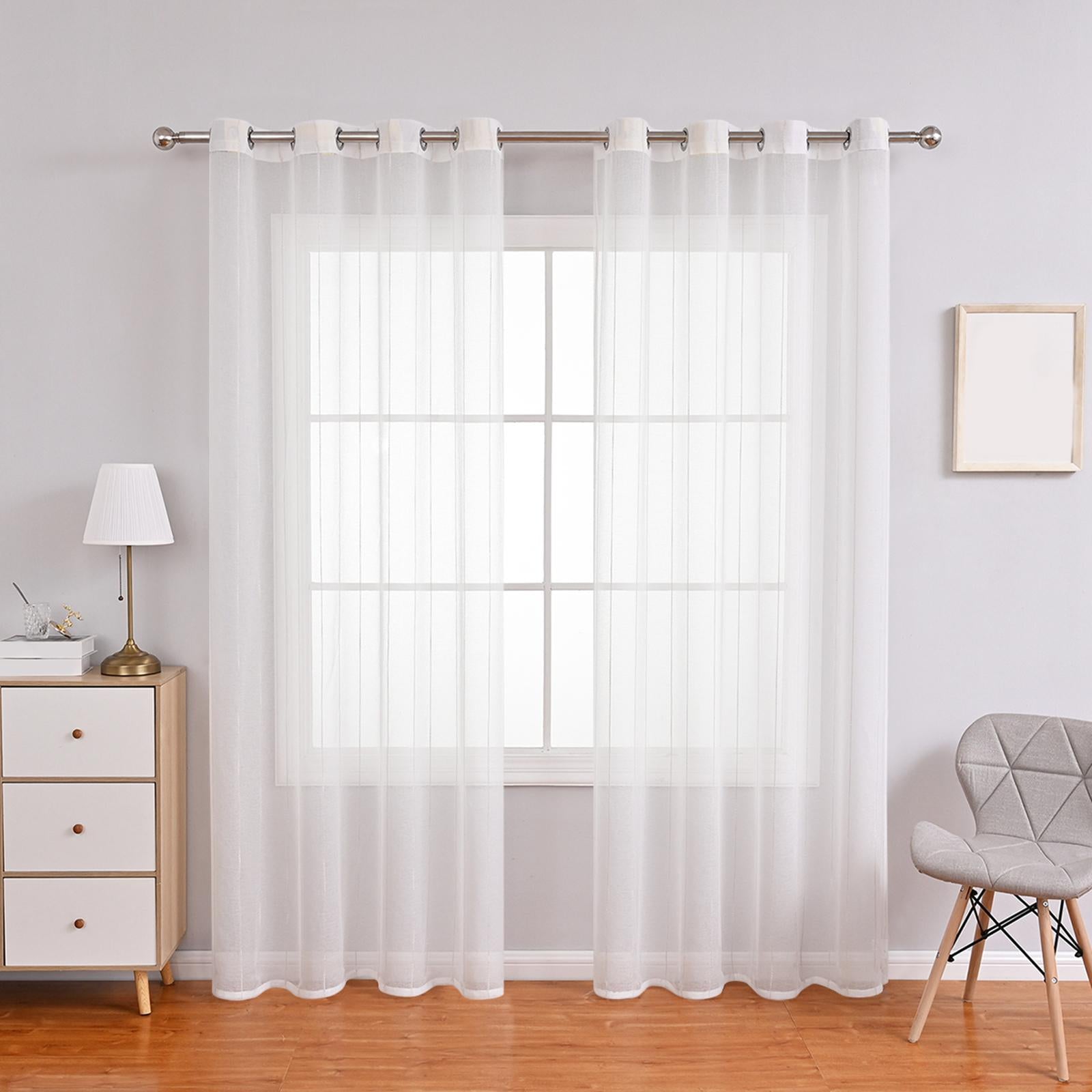 Modern Voile Window Curtain Tulle Curtain Drapes for Study 100cmx200cm