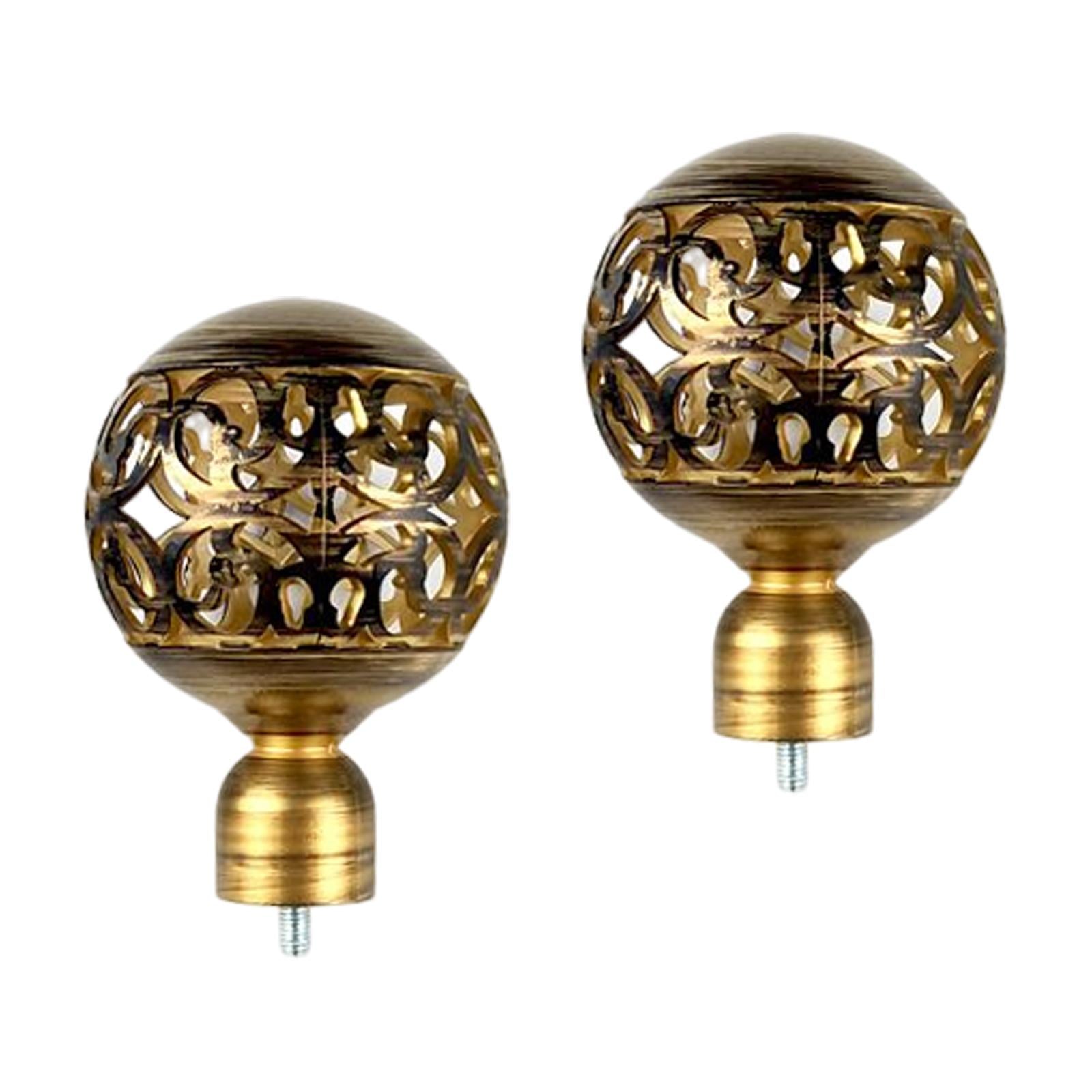 2x Hollow Drapery Rod Finials 3/4 inch Diameter Vintage for Living Room Home