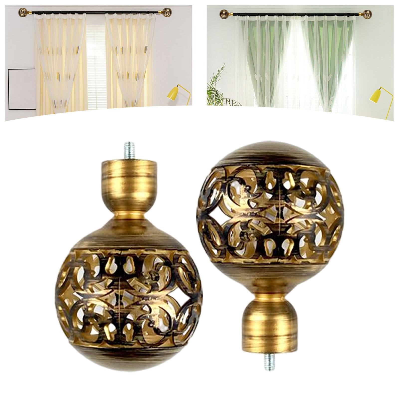 2x Hollow Drapery Rod Finials 3/4 inch Diameter Vintage for Living Room Home