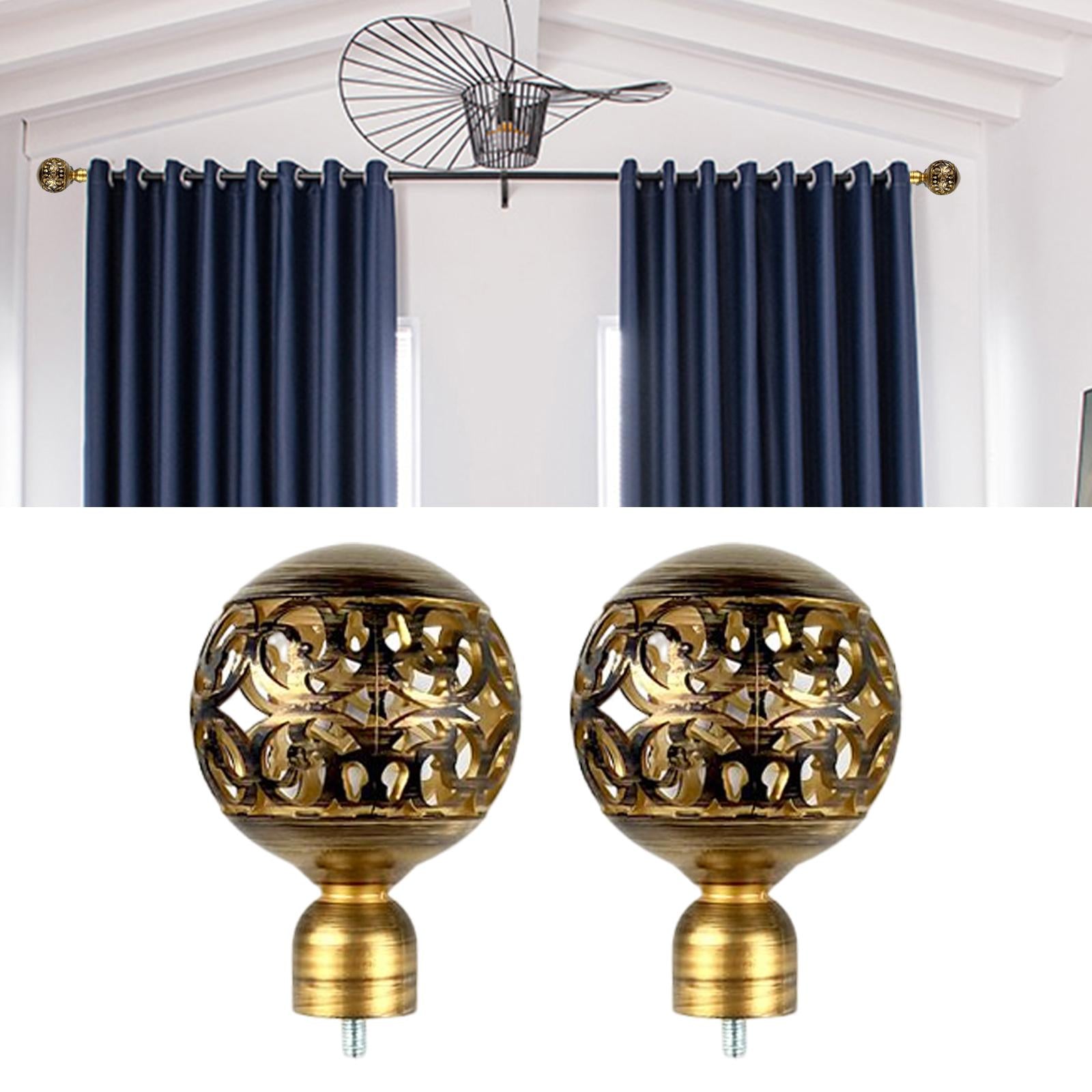 2x Hollow Drapery Rod Finials 3/4 inch Diameter Vintage for Living Room Home