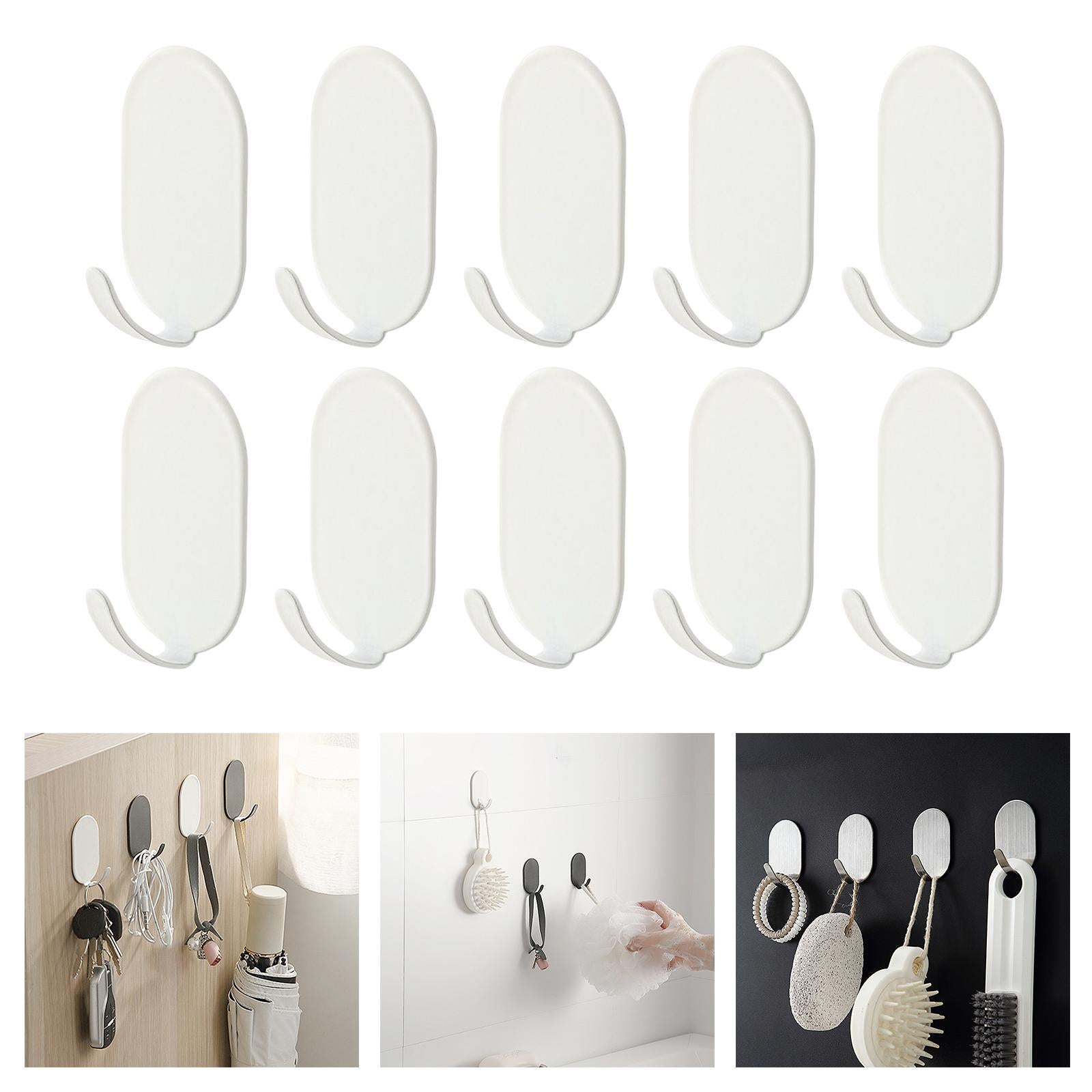10x Coat Hook Rack Storage Organizer Holder Organizer Rack for Home wall White
