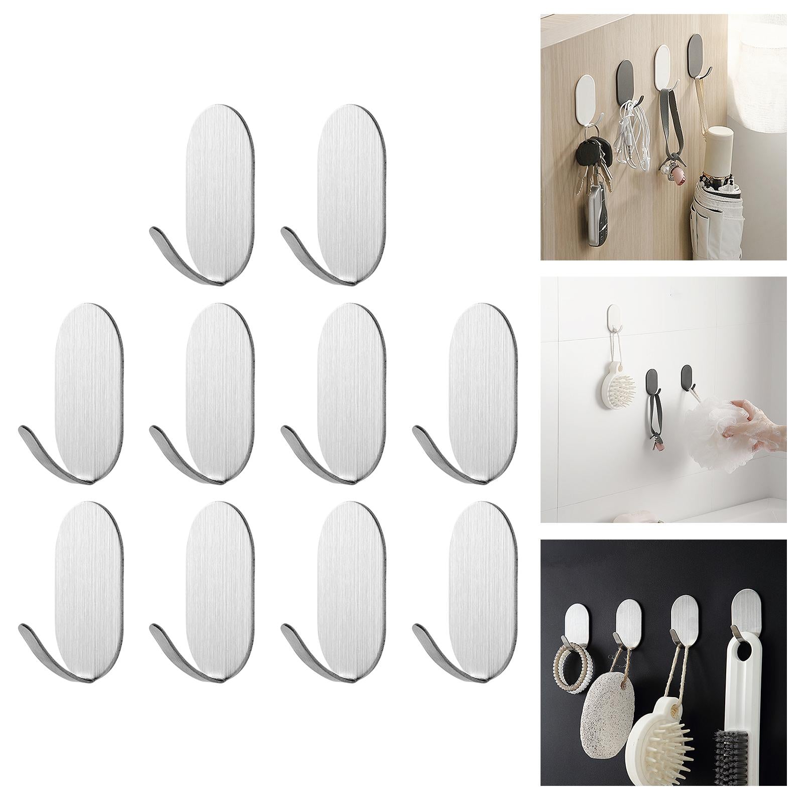 10x Coat Hook Rack Storage Organizer Holder Organizer Rack for Home wall Stainless Steel