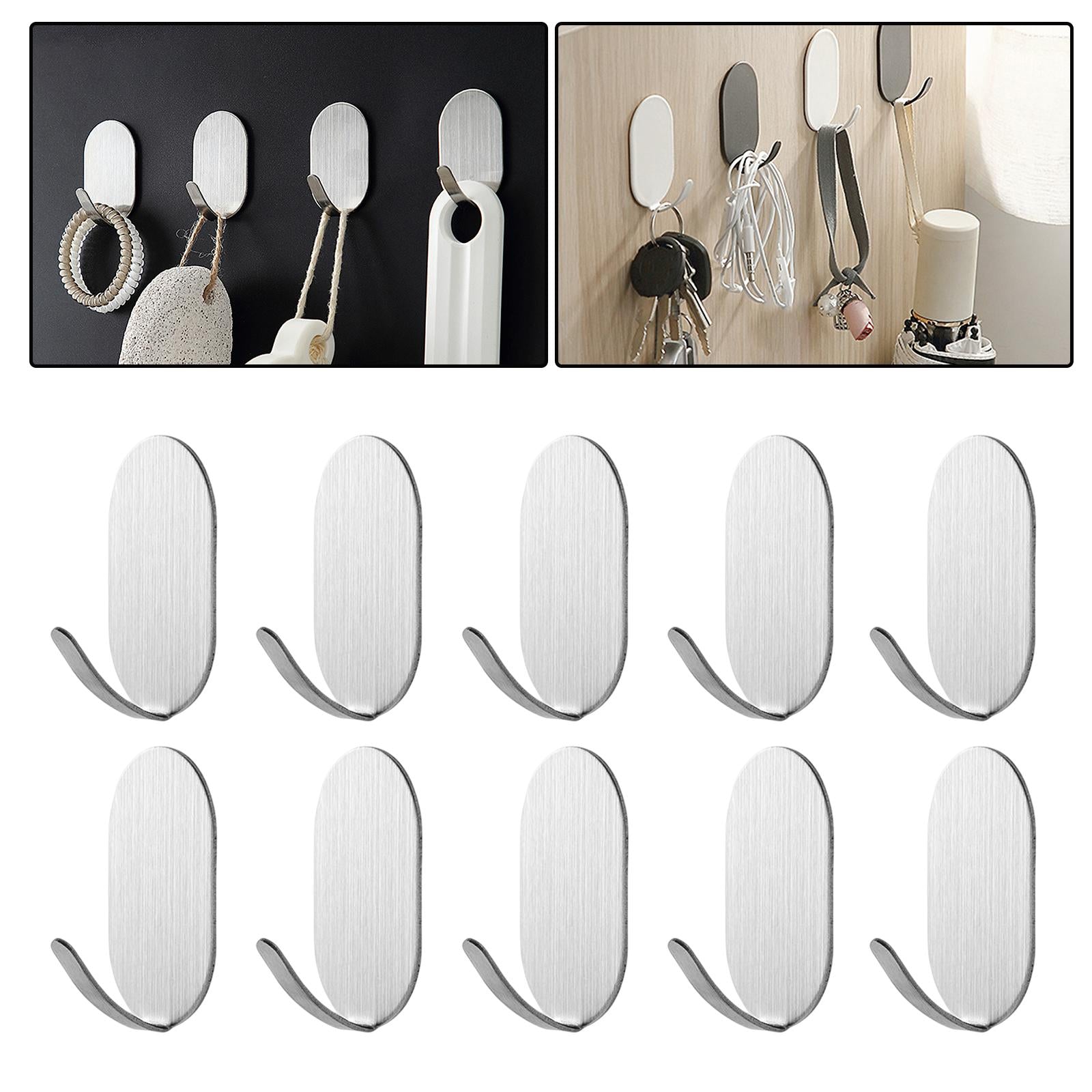 10x Coat Hook Rack Storage Organizer Holder Organizer Rack for Home wall Stainless Steel
