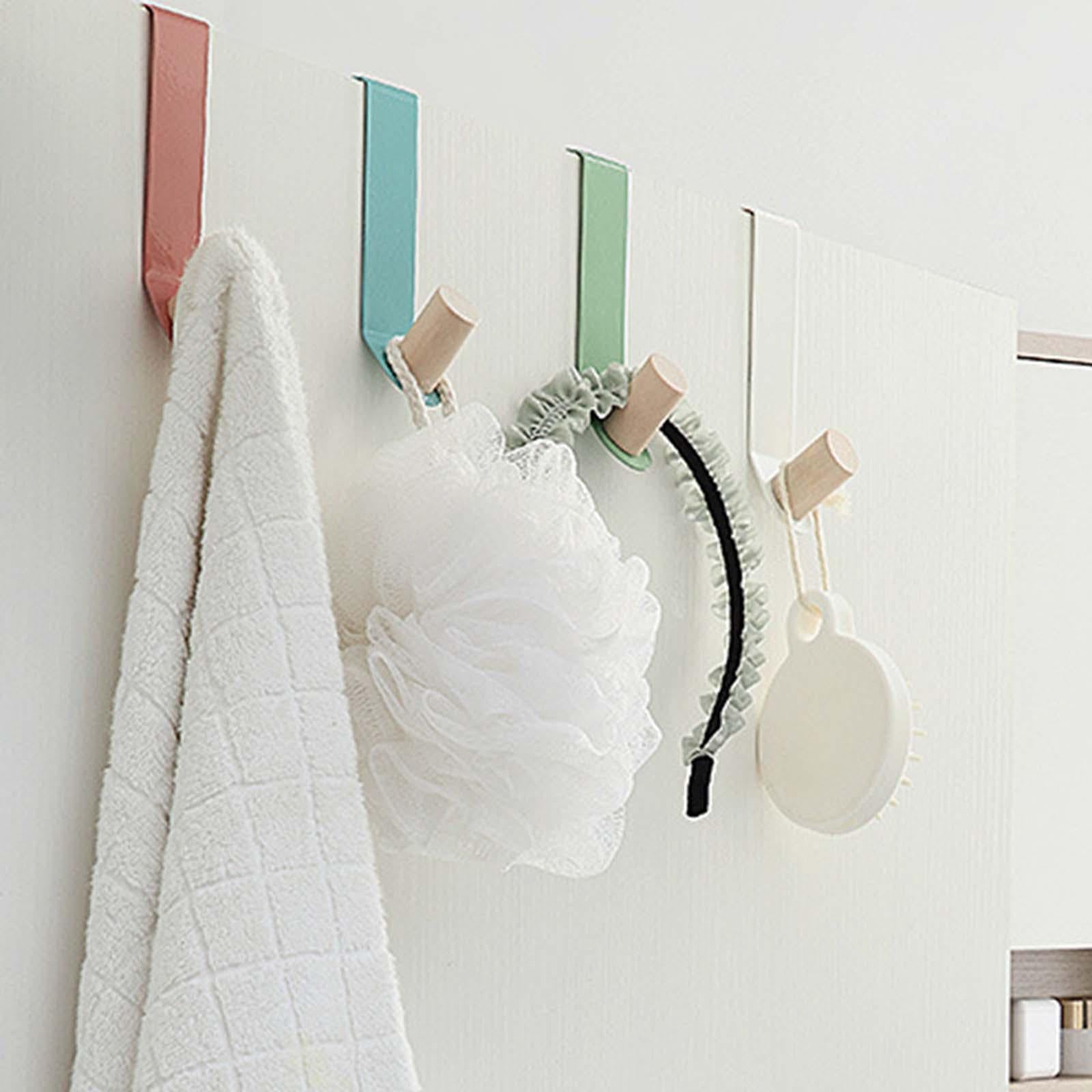 5 Pieces Cabinet Door Hooks Without Drilling Towel Holder for Hats White