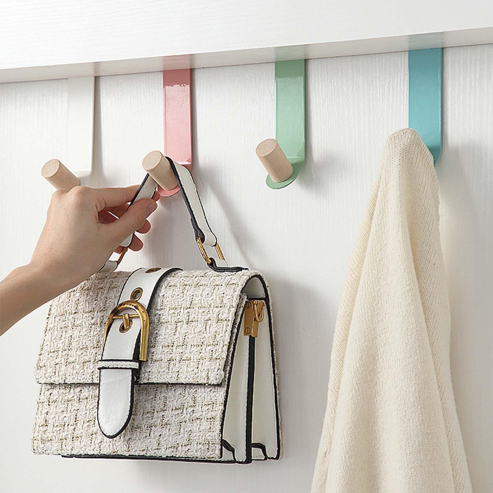 5 Pieces Cabinet Door Hooks Without Drilling Towel Holder for Hats White