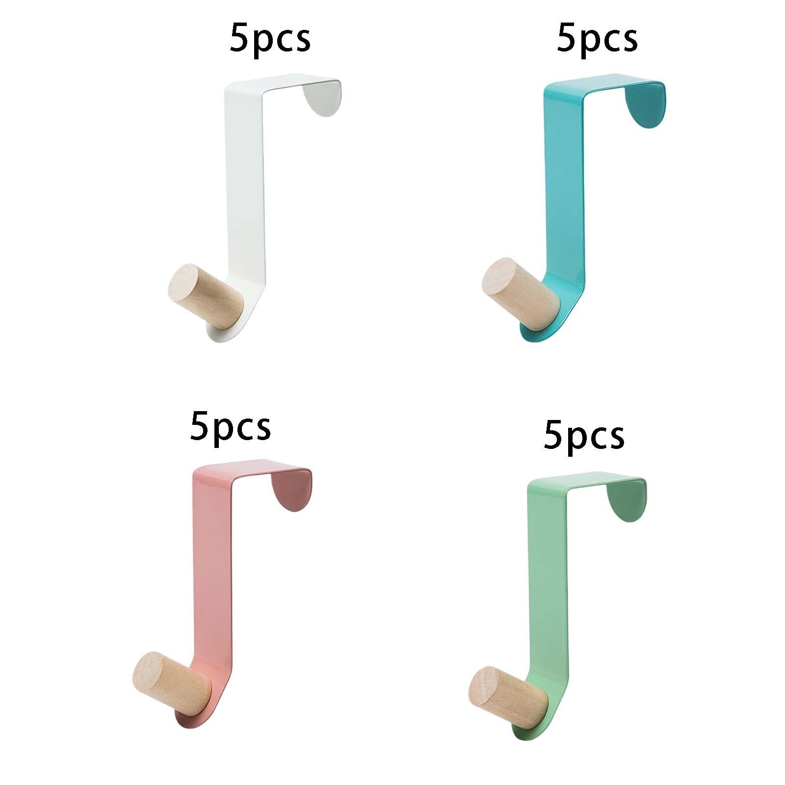 5 Pieces Cabinet Door Hooks Without Drilling Towel Holder for Hats White