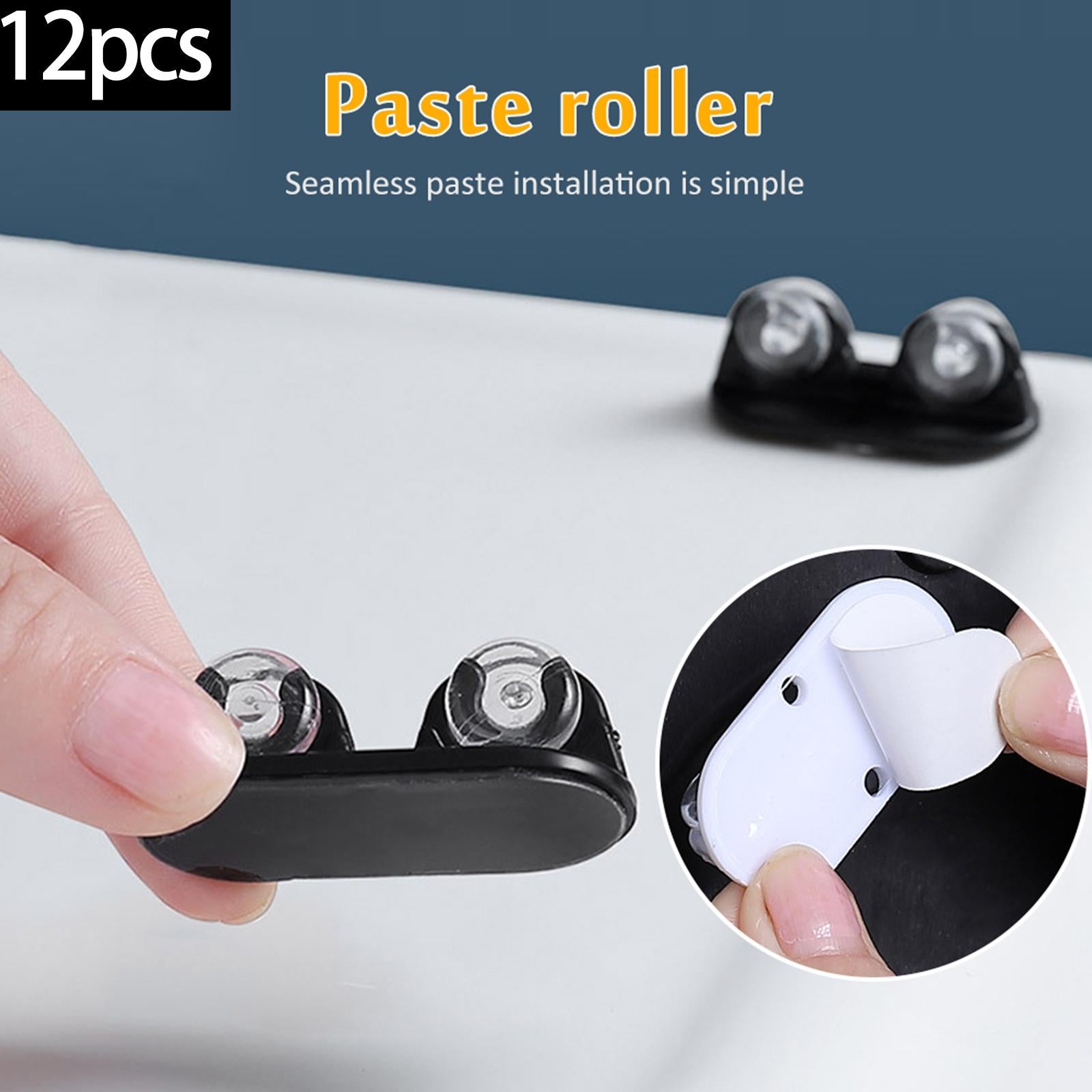12Pcs Self Adhesive Caster Wheels for Trash Can Small Furniture Cabinet Black