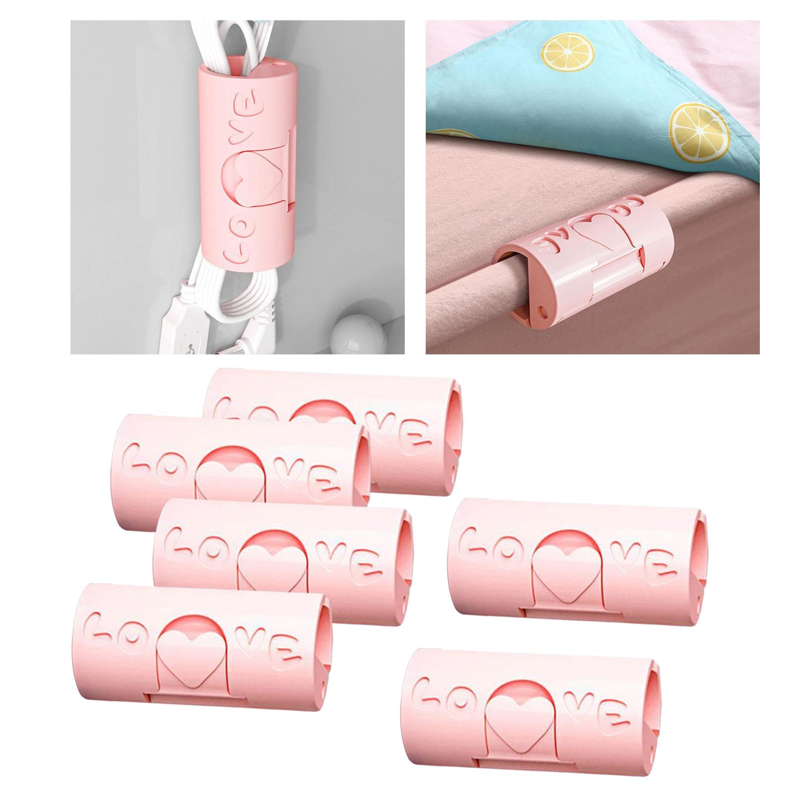 6 Pieces Multipurpose Bed Sheet Fixed Clamp for Fastening Snacks Towels Pink
