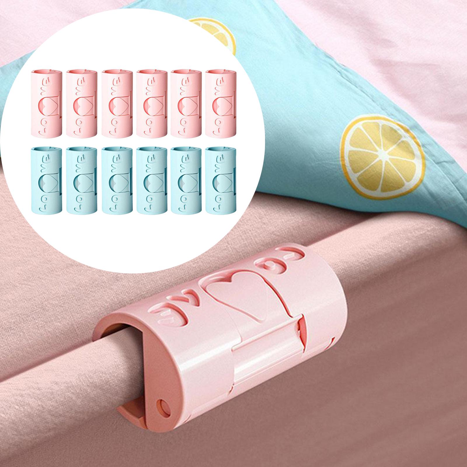 6 Pieces Multipurpose Bed Sheet Fixed Clamp for Fastening Snacks Towels Pink