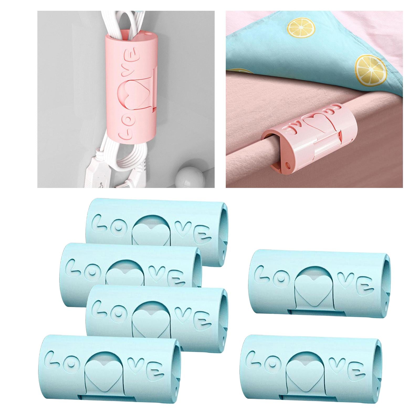 6 Pieces Multipurpose Bed Sheet Fixed Clamp for Fastening Snacks Towels Blue