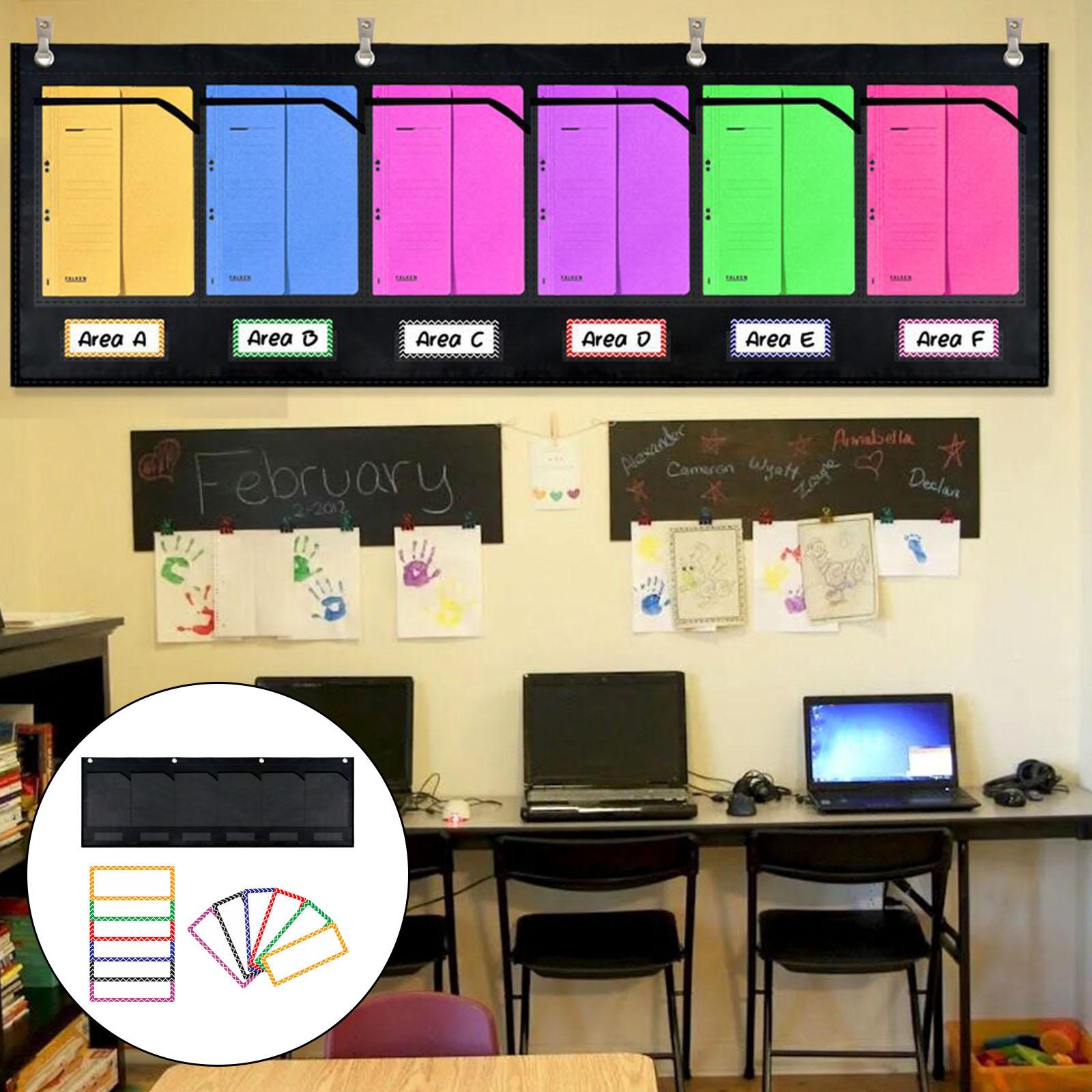 6 Pockets Organization Pocket Chart Hanging Storage Pocket for Wall Office
