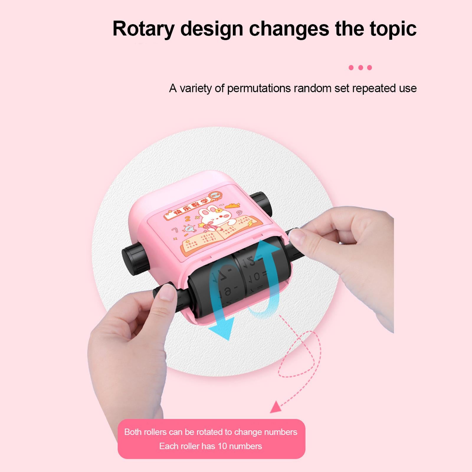 Roller Digital Teaching Stamp Rotational Design for Students Children Kids Pink