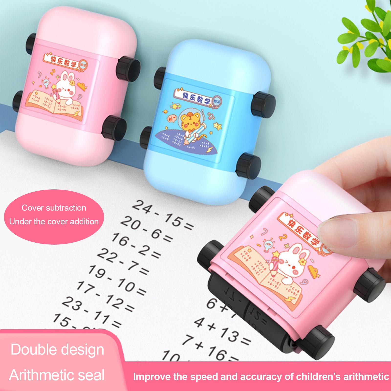 Roller Digital Teaching Stamp Rotational Design for Students Children Kids Blue