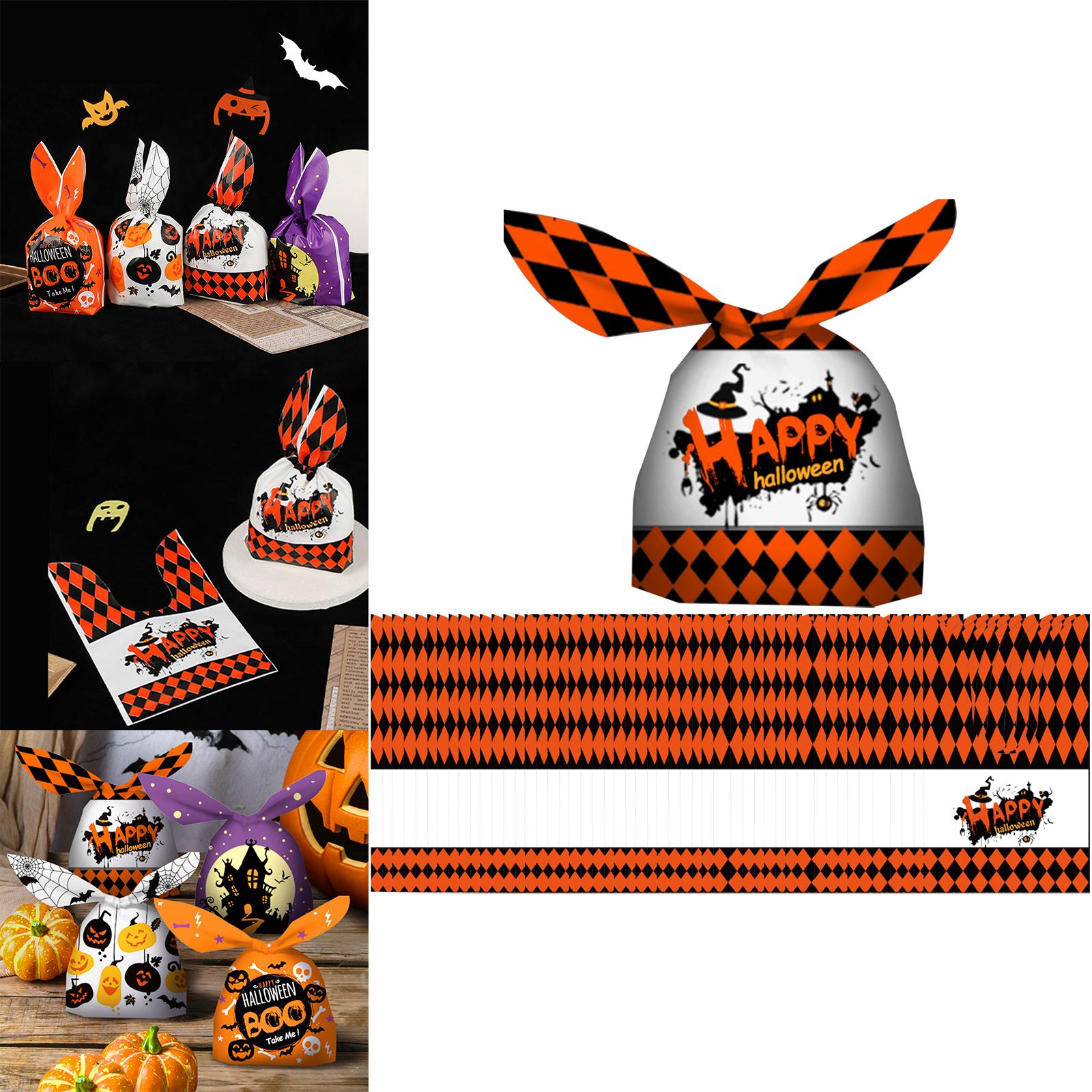50Pcs Halloween Candy Bags Empty Party Bag for Halloween Party Supplies Orange and White