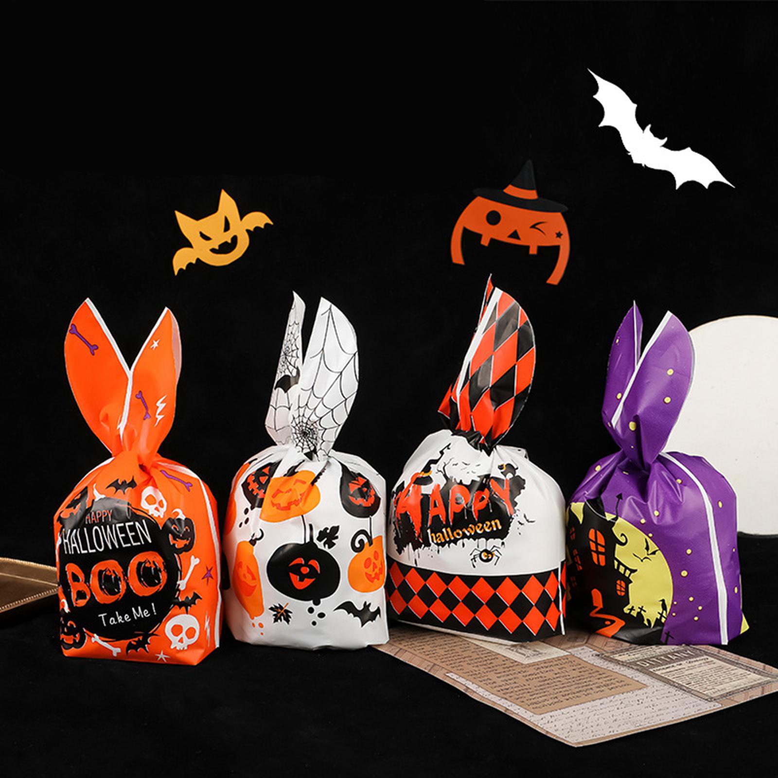 50Pcs Halloween Candy Bags Empty Party Bag for Halloween Party Supplies Orange and White