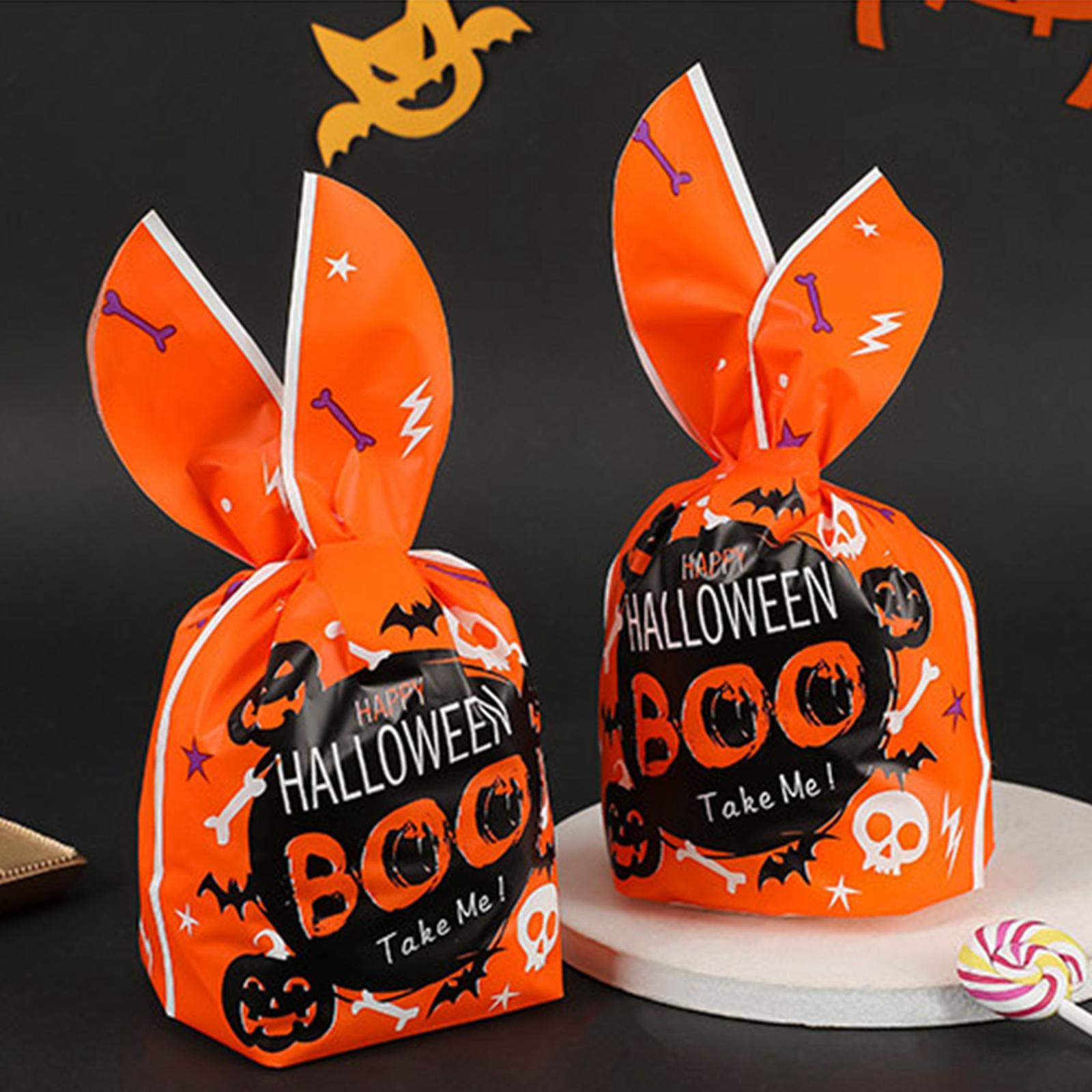 50Pcs Halloween Candy Bags Empty Party Bag for Halloween Party Supplies Orange and White
