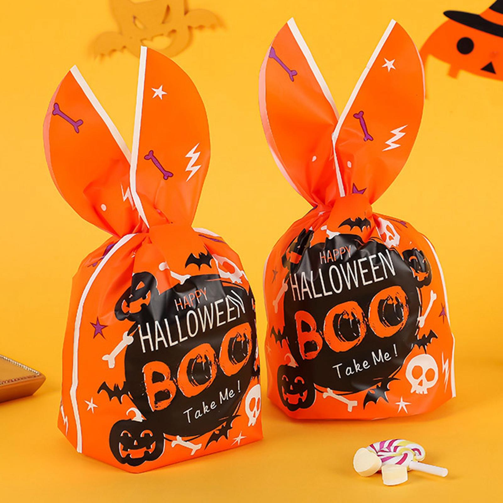 50Pcs Halloween Candy Bags Empty Party Bag for Halloween Party Supplies Orange and White