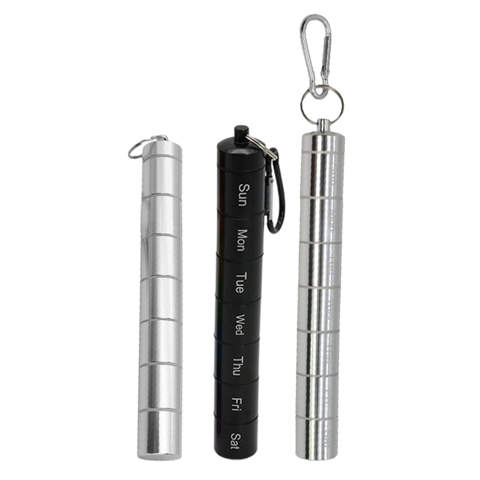 Pill Holder 7 Dispenser Compartments for Outdoor Silver