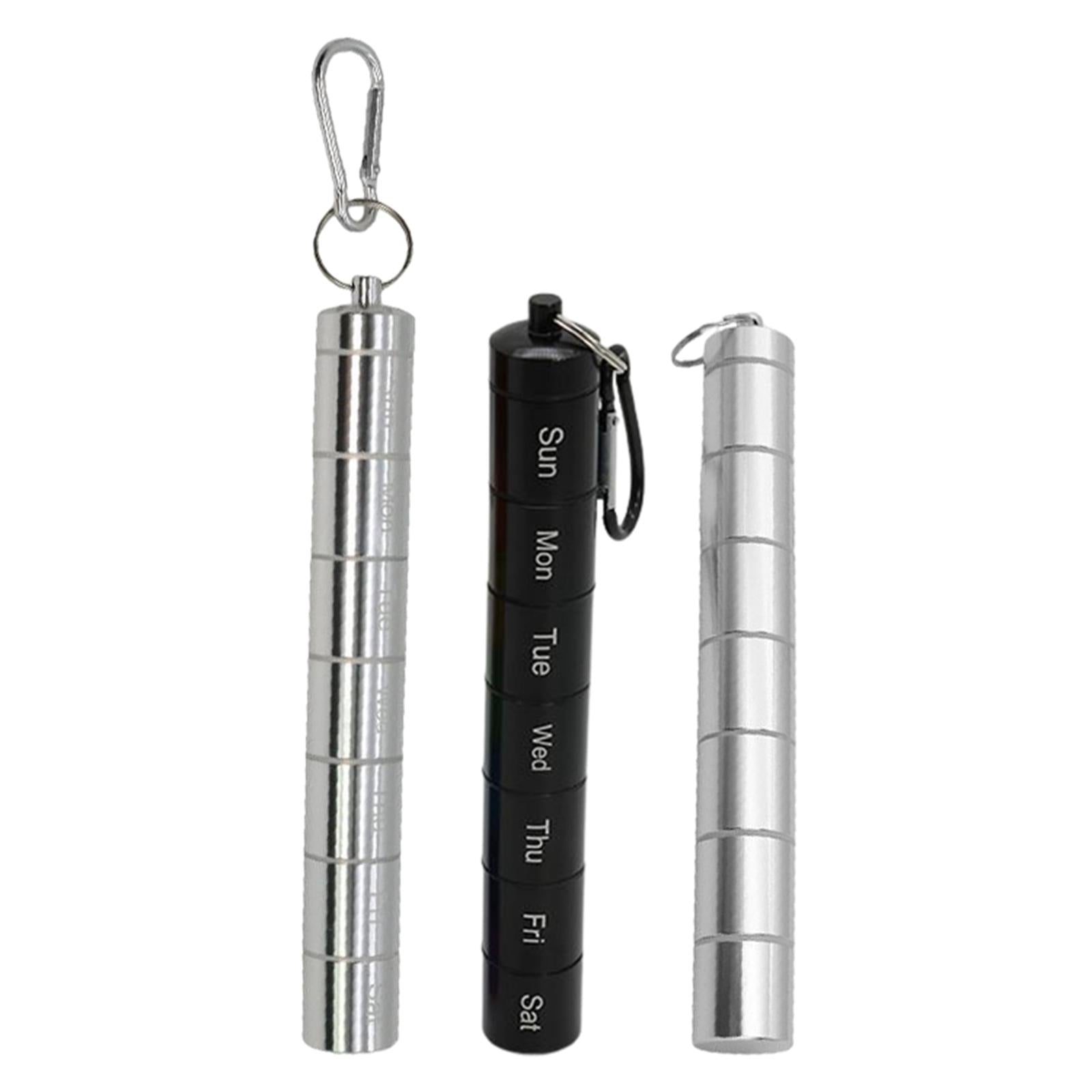 Pill Holder 7 Dispenser Compartments for Outdoor Silver
