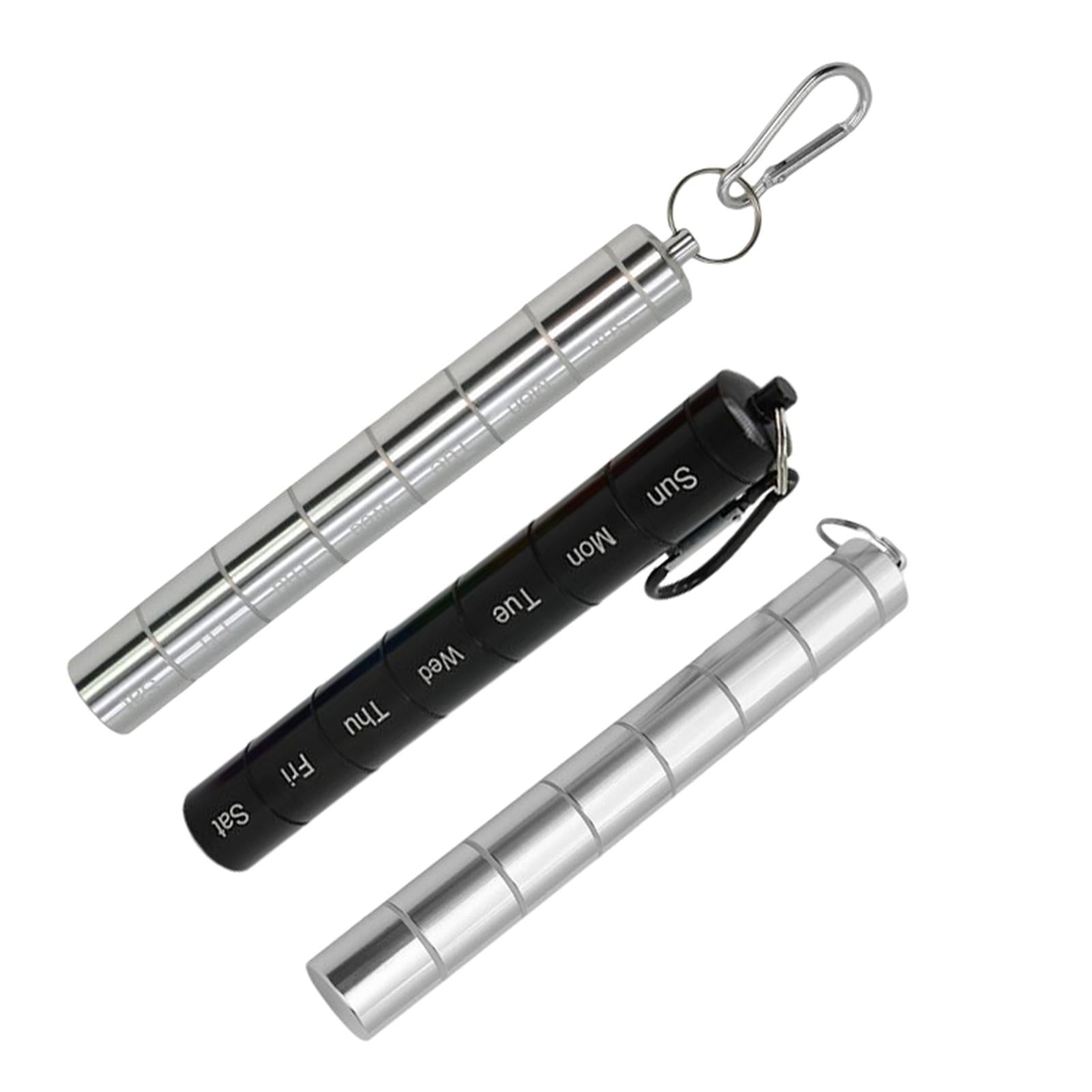 Pill Holder 7 Dispenser Compartments for Outdoor Silver