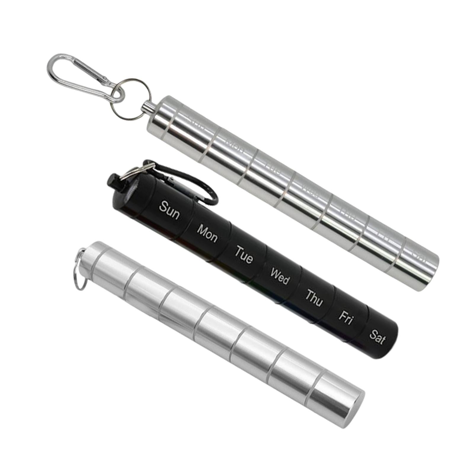 Pill Holder 7 Dispenser Compartments for Outdoor Silver