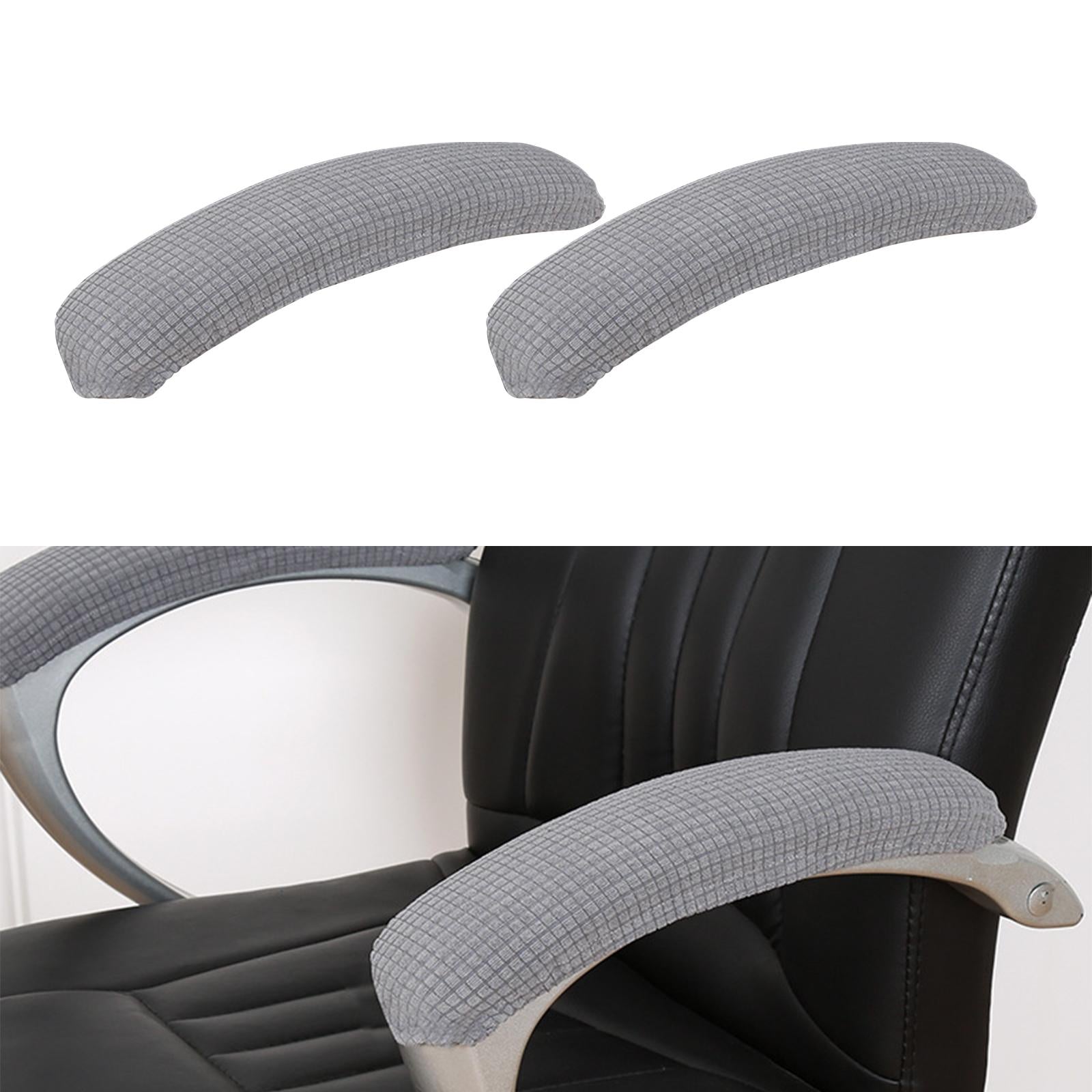 2Pcs Gaming Chair Arm Rest Pads Dustproof Removable for home Light Grey