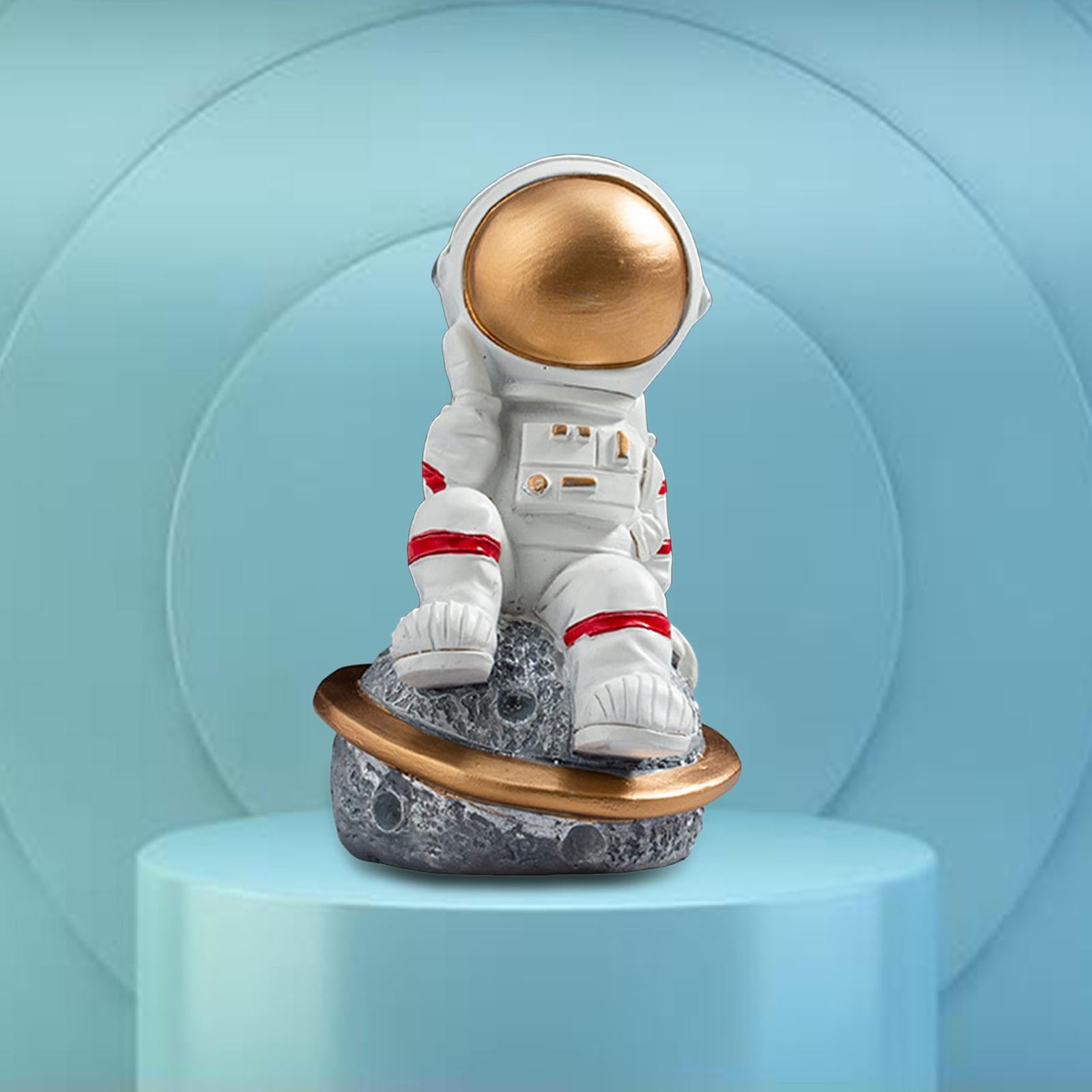 Spaceman Figurine Educational Themed Art for Themed Party Decor Housewarming Sitting on Planet