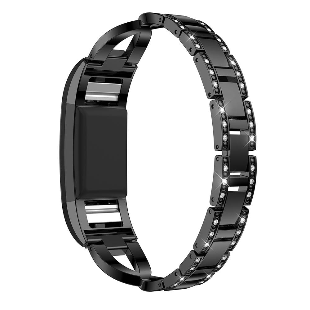 X-shaped Diamond-studded Solid Stainless Steel Wrist Strap Watch Band for Fitbit Charge 2 (Gold)