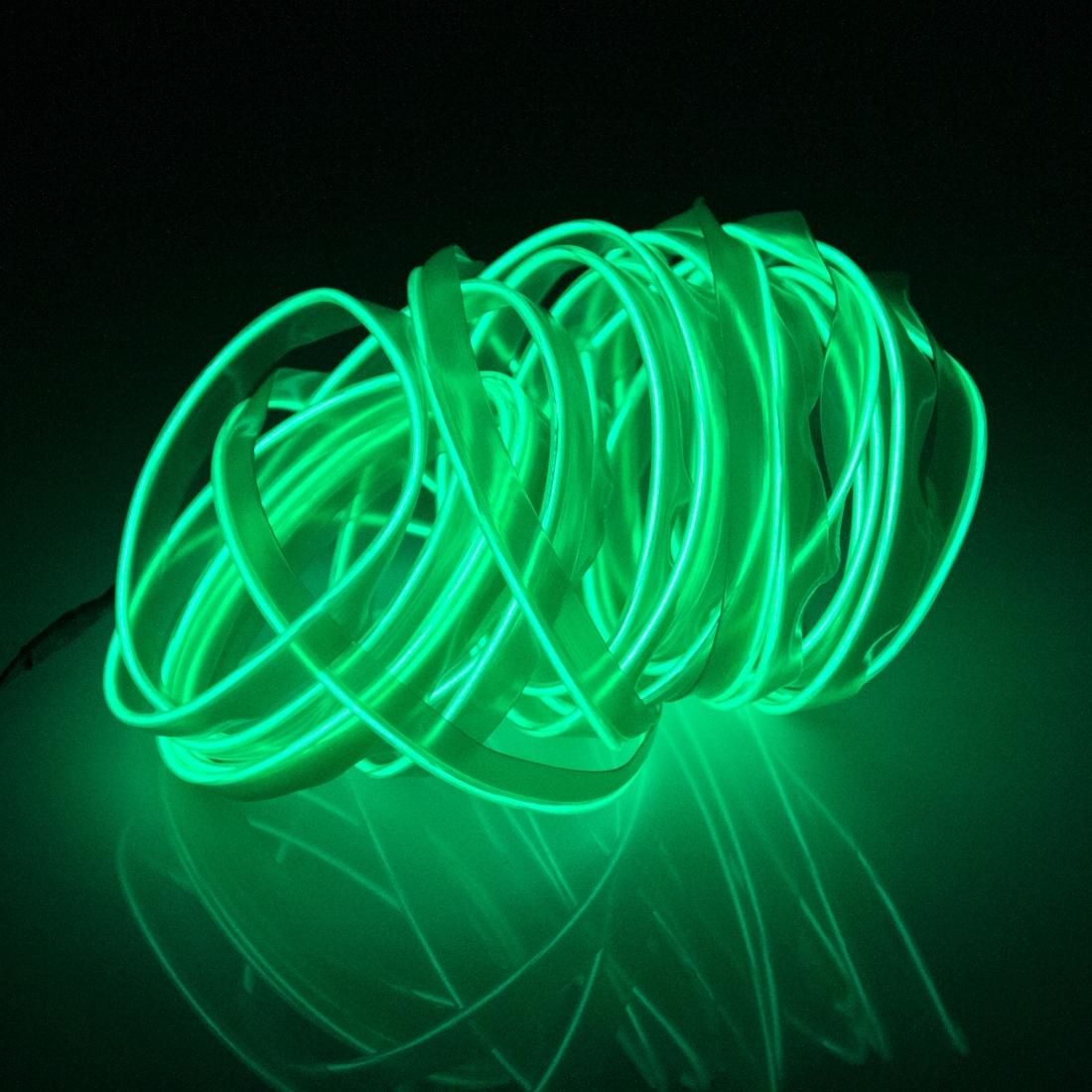 EL Cold Yellow Light Waterproof Flat Flexible Car Strip Light with Driver for Car Decoration, Length: 5m (Green)