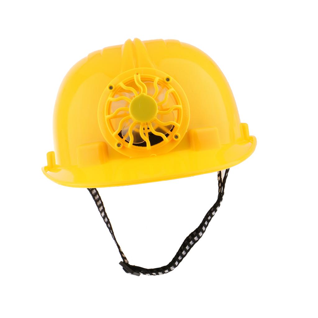 Solar Powered Safety Helmet Work Cap Hat Head Protect with Cooling Fan Yellow