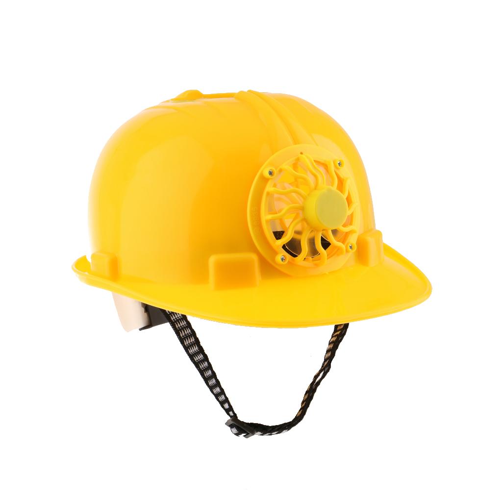 Solar Powered Safety Helmet Work Cap Hat Head Protect with Cooling Fan Yellow