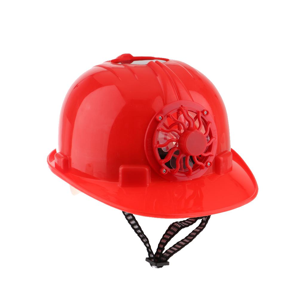 Solar Powered Safety Helmet Work Cap Hat Head Protect with Cooling Fan Red