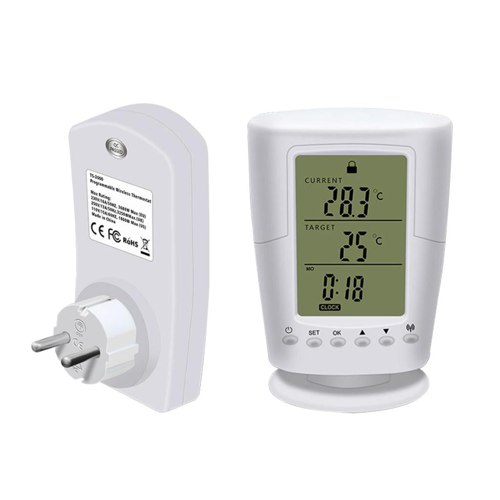 TS-2000 Programmable Wireless Thermostat Socket White LCD Home Intelligent