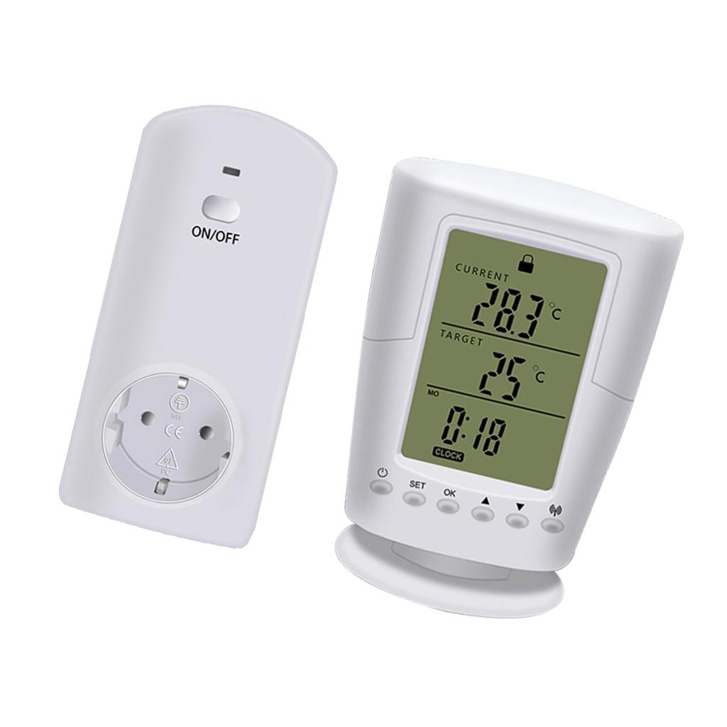 TS-2000 Programmable Wireless Thermostat Socket White LCD Home Intelligent