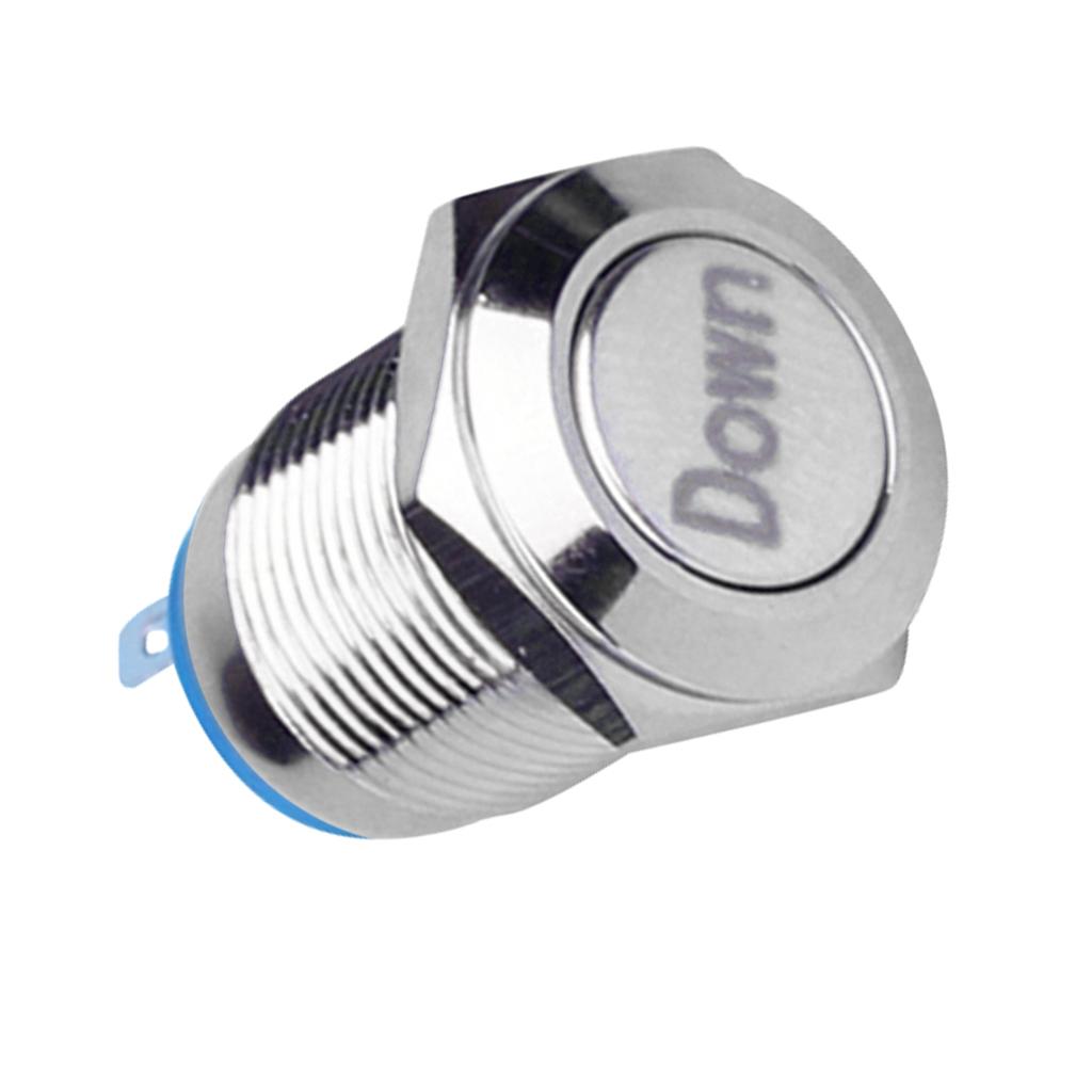 12mm 36V Momentary  Metal Push Button Switch Flat Head With Down Mark