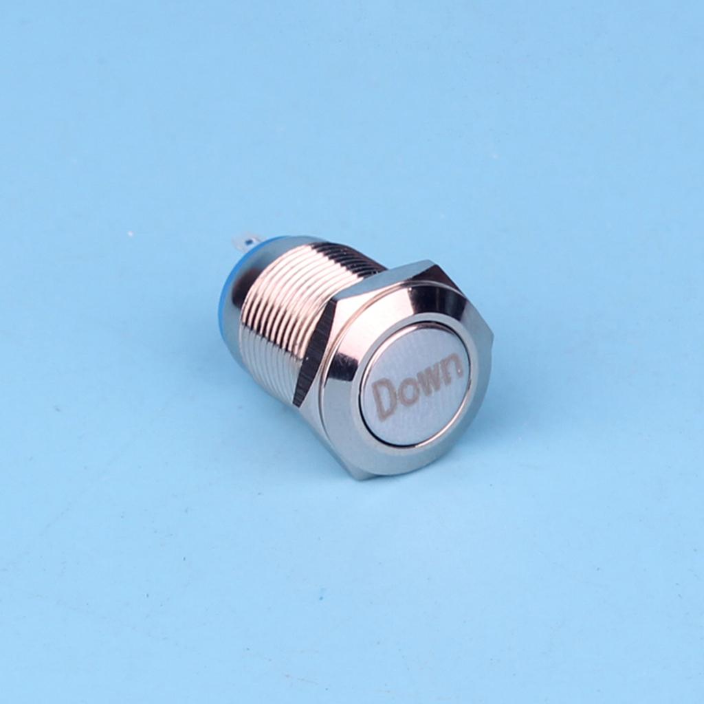 12mm 36V Momentary  Metal Push Button Switch Flat Head With Down Mark