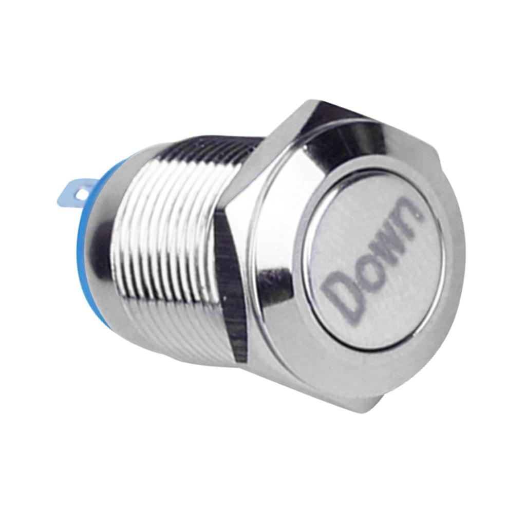12mm 36V Momentary  Metal Push Button Switch Flat Head With Down Mark