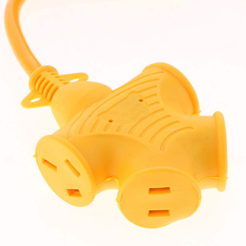 4 Plug Grounded Outlet Extender Surge Protector Grounded Adapter+3m Wire