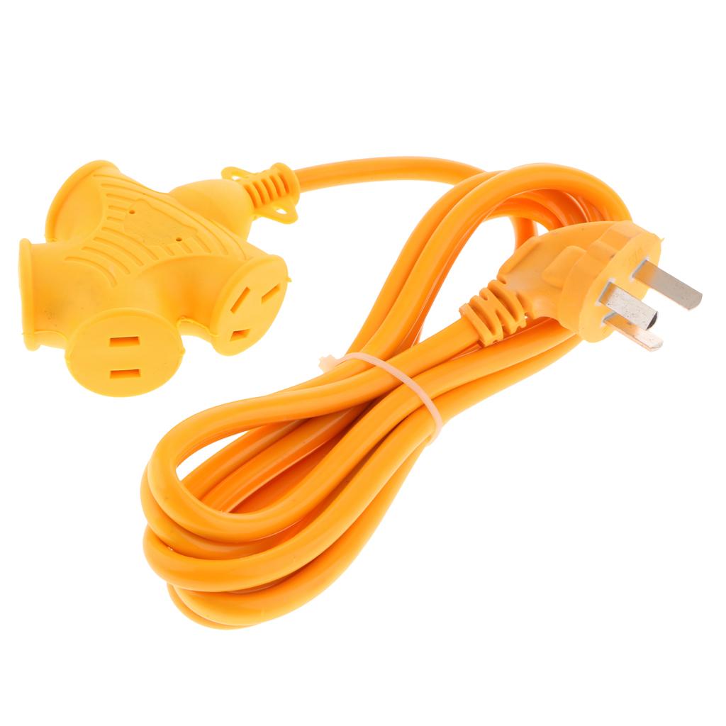 4 Plug Grounded Outlet Extender Surge Protector Grounded Adapter+3m Wire