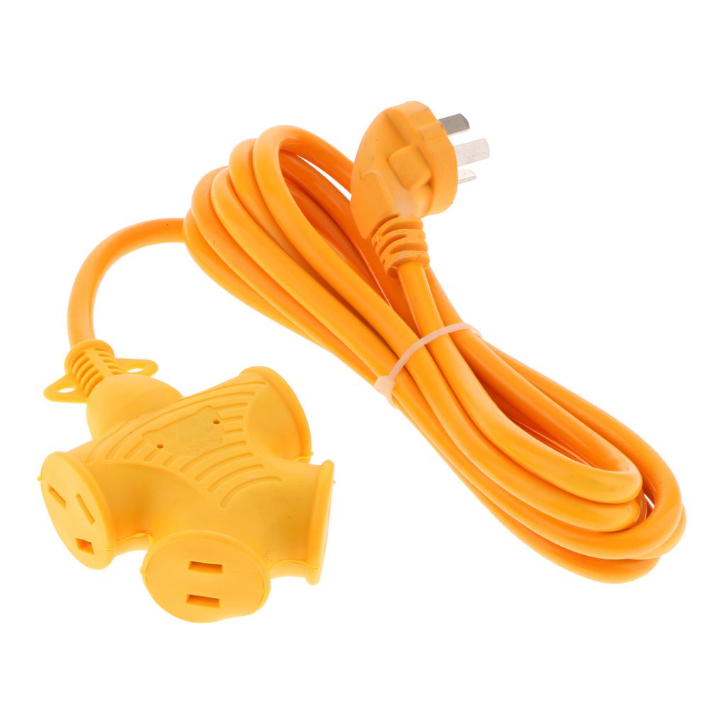 4 Plug Grounded Outlet Extender Surge Protector Grounded Adapter+3m Wire