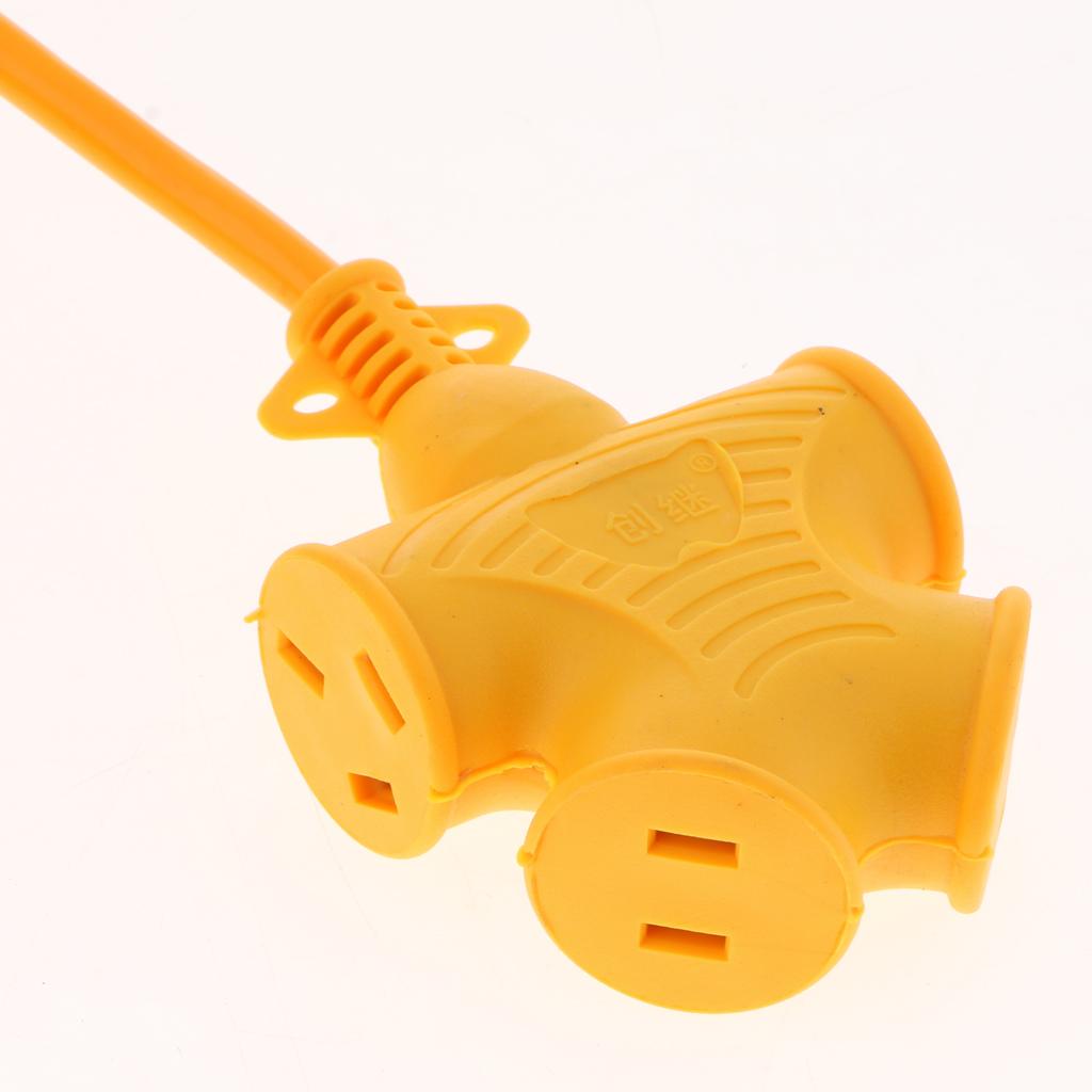 4 Plug Grounded Outlet Extender Surge Protector Grounded Adapter+5m Wire