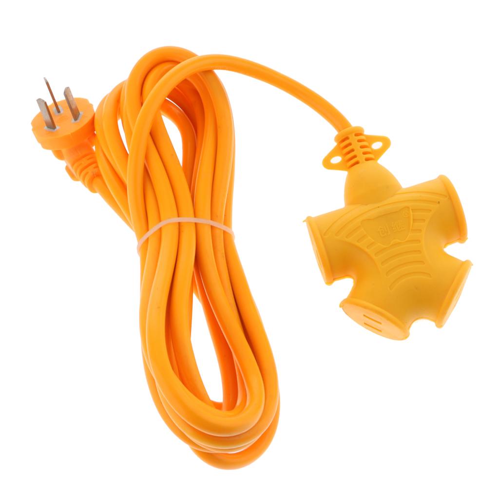 4 Plug Grounded Outlet Extender Surge Protector Grounded Adapter+5m Wire