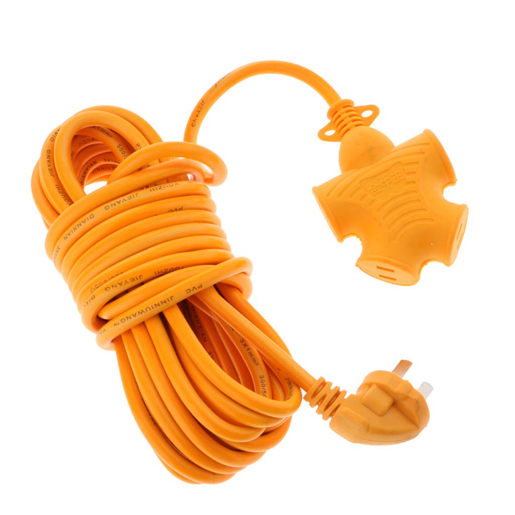 4 Plug Grounded Outlet Extender Surge Protector Grounded Adapter+10m Wire