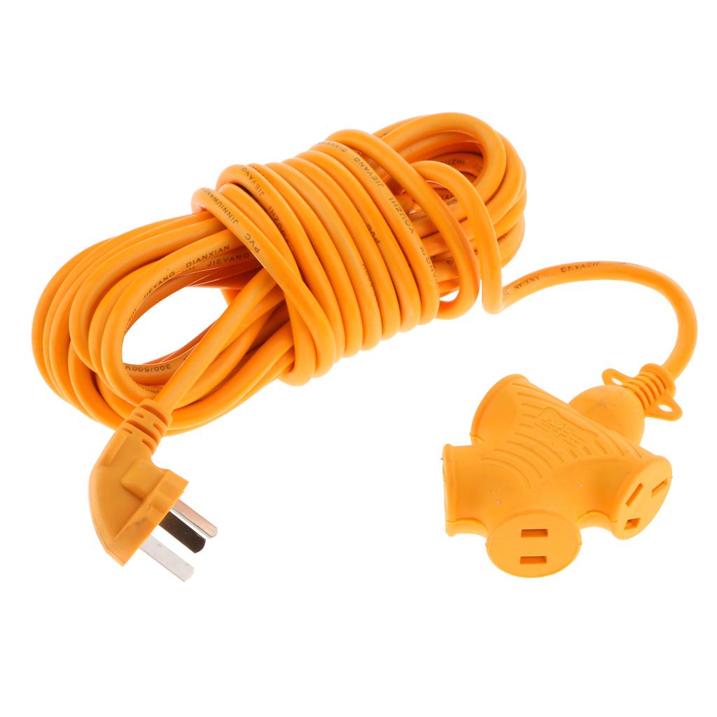 4 Plug Grounded Outlet Extender Surge Protector Grounded Adapter+10m Wire