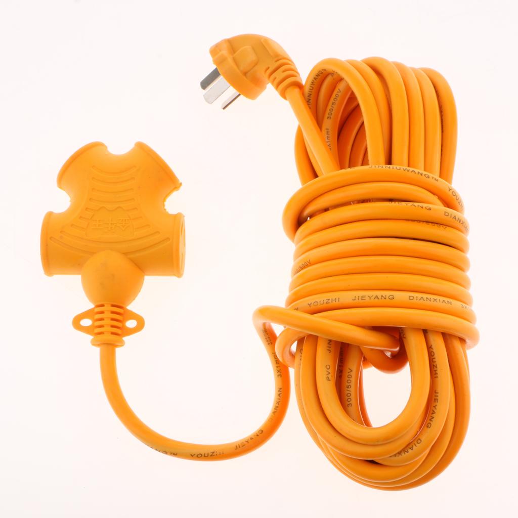 4 Plug Grounded Outlet Extender Surge Protector Grounded Adapter+10m W