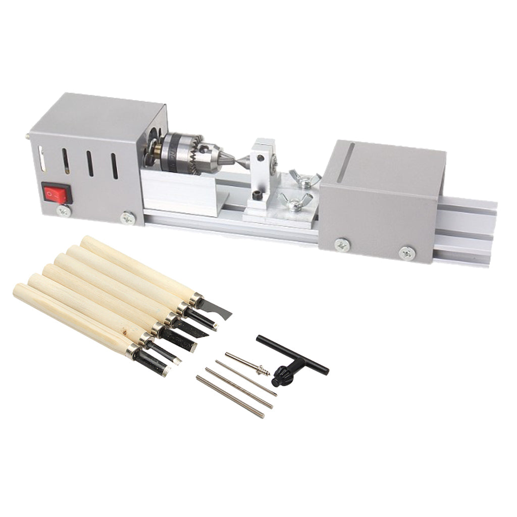 DC24V 100W Mini Lathe Bead Polisher Machine for Wood DIY Rotary Tool-EU Plus