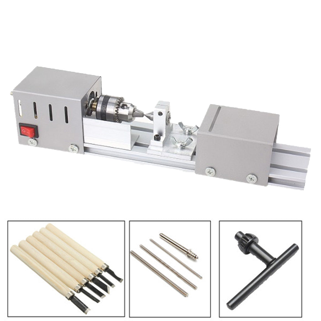 DC24V 100W Mini Lathe Bead Polisher Machine for Wood DIY Rotary Tool-EU Plus